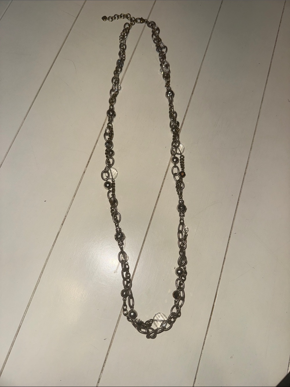 Brighton silver 16" necklace Delicate Silver-Tone Link Necklace with Bead Accent